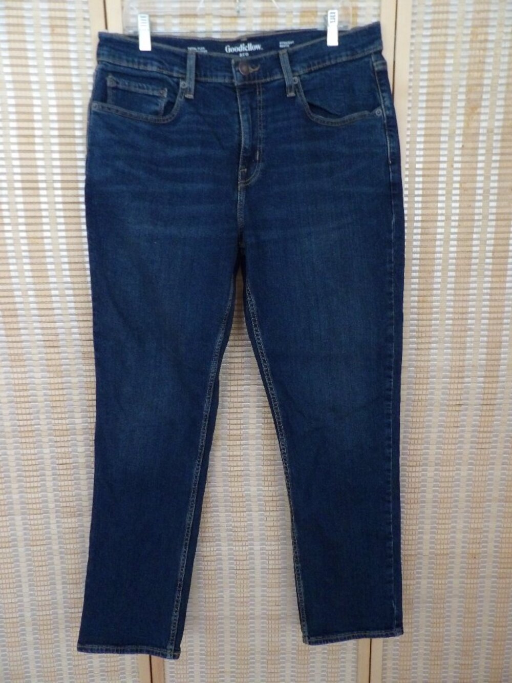 NWOT Men's Goodfellow Size 34x32 Total Flex Straight Leg Blue Denim Jeans